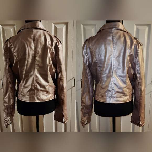 Rose Gold faux Leather Jacket. - Picture 3 of 7